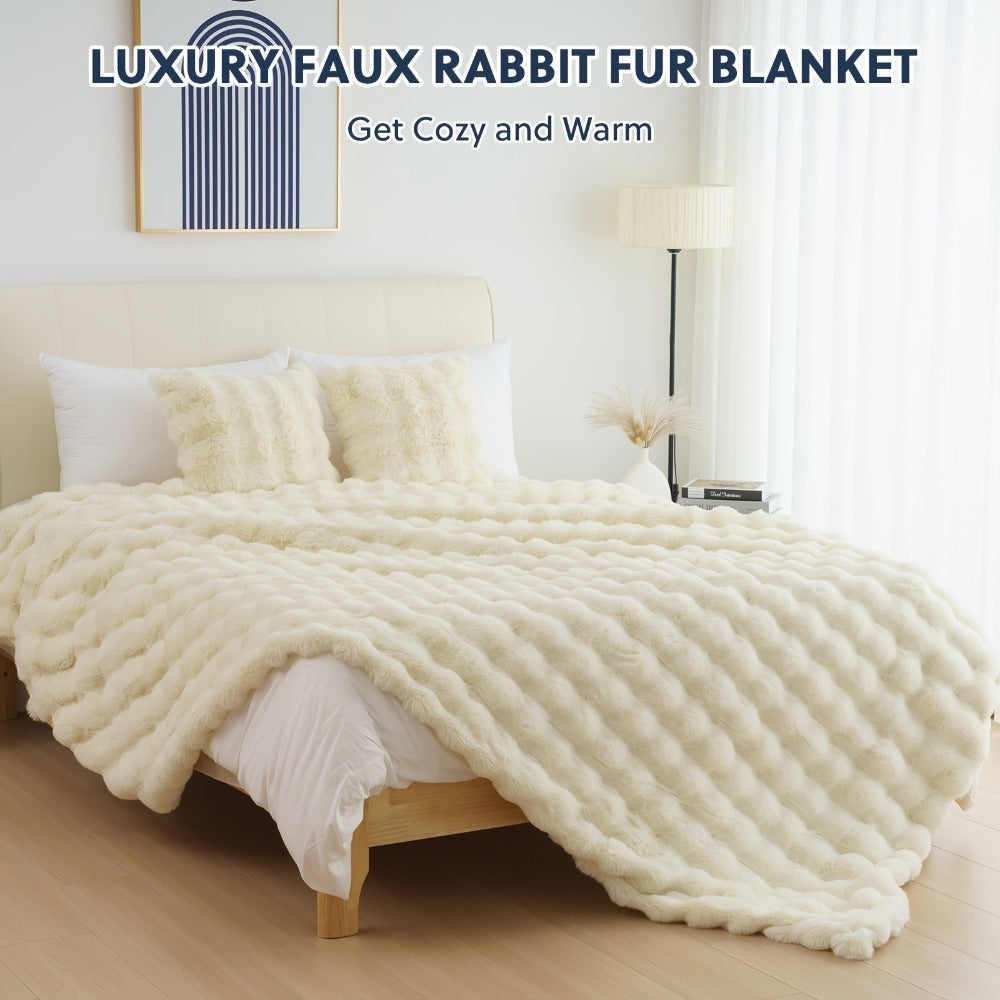 Faux Rabbit Fur Throw Blanket – Ultra-Soft Plush Fleece for Bed, Couch, Sofa & Travel, All Season, 11 Colors, Throw to King Size - product image 14