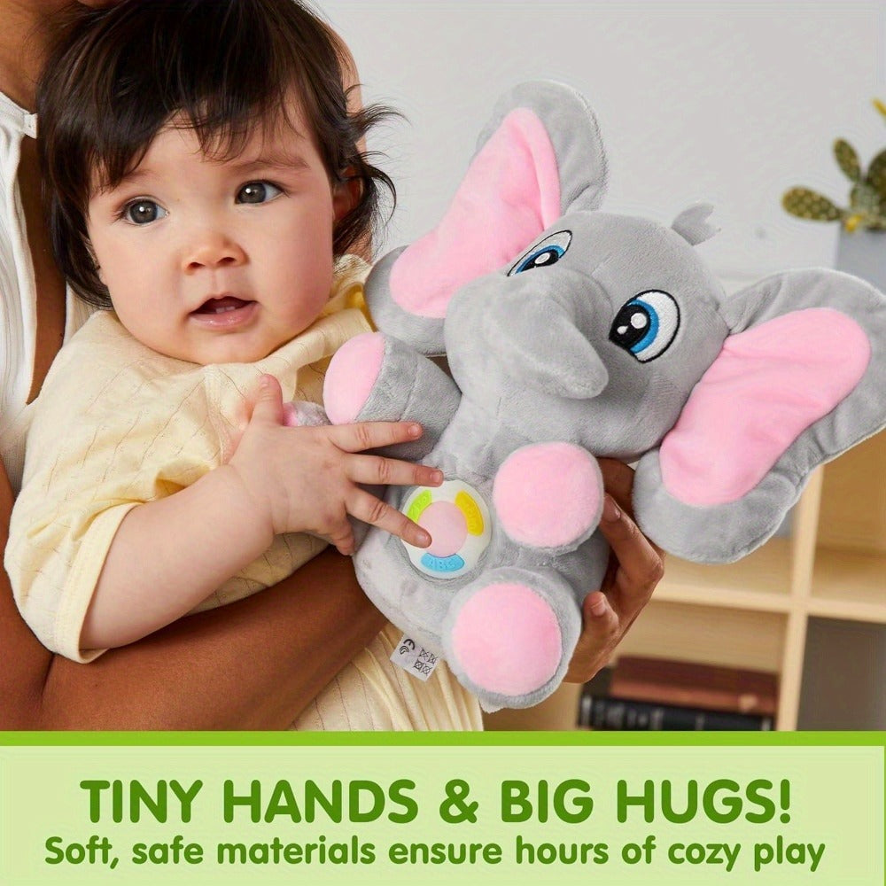 Plush Musical Elephant Baby Toy with Music & Lights | Soft Stuffed Animal Sensory Toy for Infants 6+ Months, Cuddly Light Up Elephant Comfort Toy, Christmas & Birthday Gift for Baby Boys & Girls