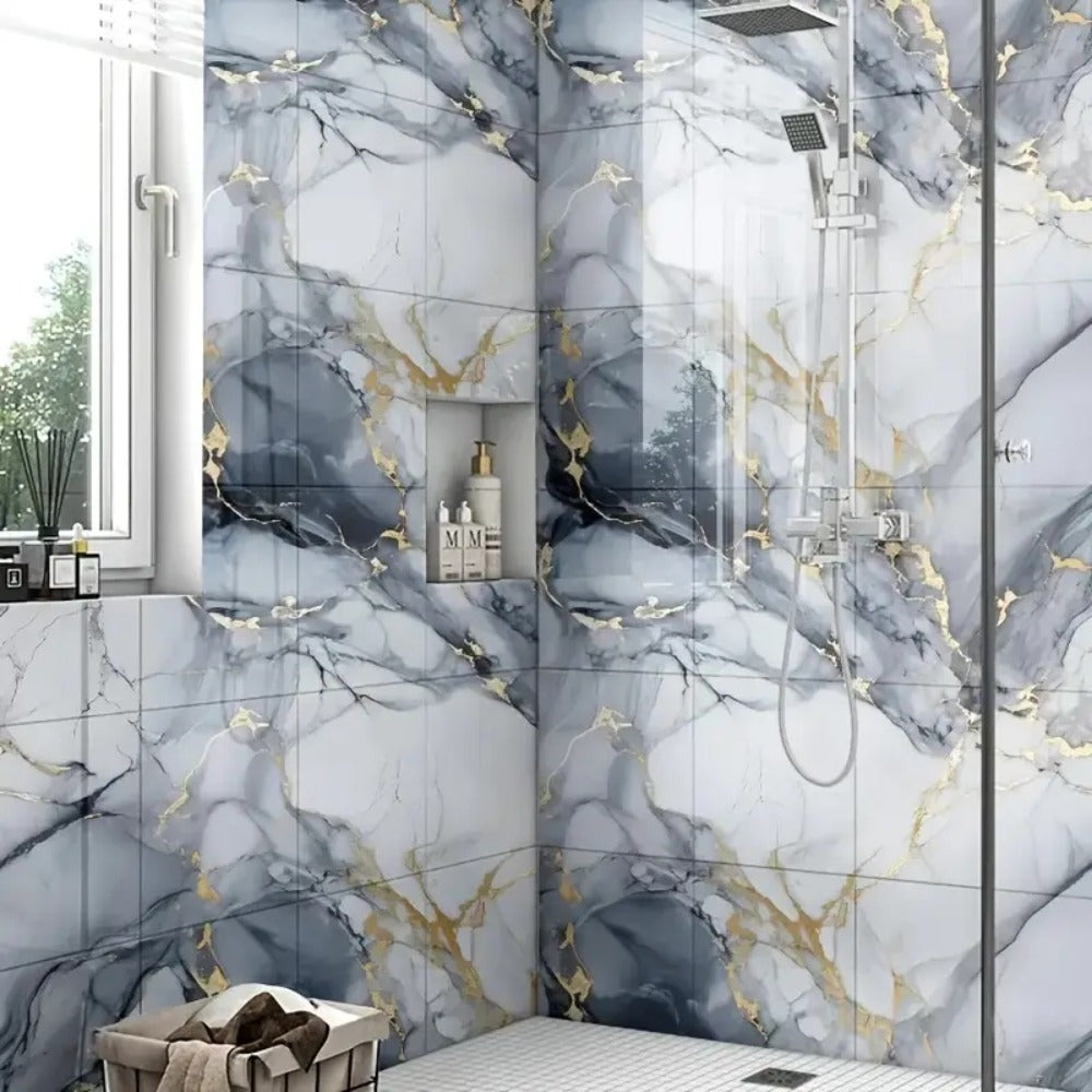 Self-Adhesive PVC Marble Tile Stickers 20pcs 30x30cm Waterproof Wall Panels for Bathroom Kitchen Living Room Backsplash Decor - product image 22