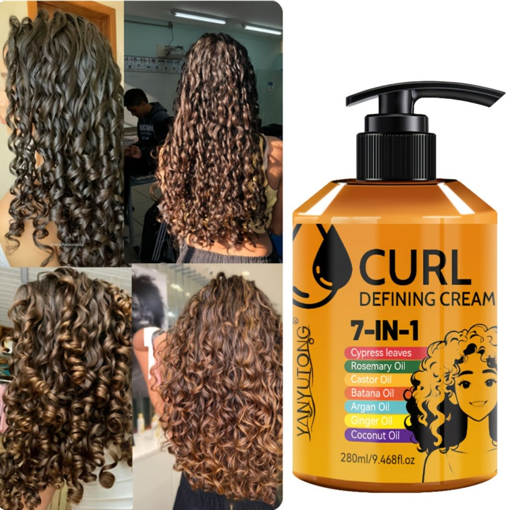 Curly Hair Styling Cream 7-in-1 Long-Lasting Hold & Flexible Definition - Frizz Control, Non-Sticky Formula, Natural Bounce for Wavy & Curly Hair, Adults, 280ml - product image 7