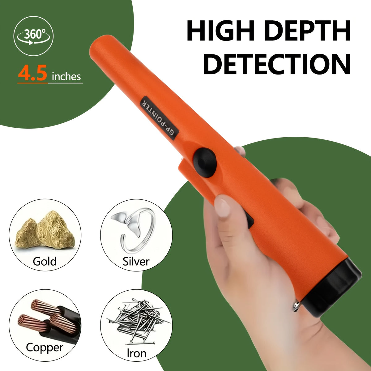 Metal Detector Pinpointer -Handheld Treasure Hunter Wand With Sound & Vibration Alerts For Golden, Silver, Coins & Relics -Ideal For Beach, Yard & Outdoor - product image 2