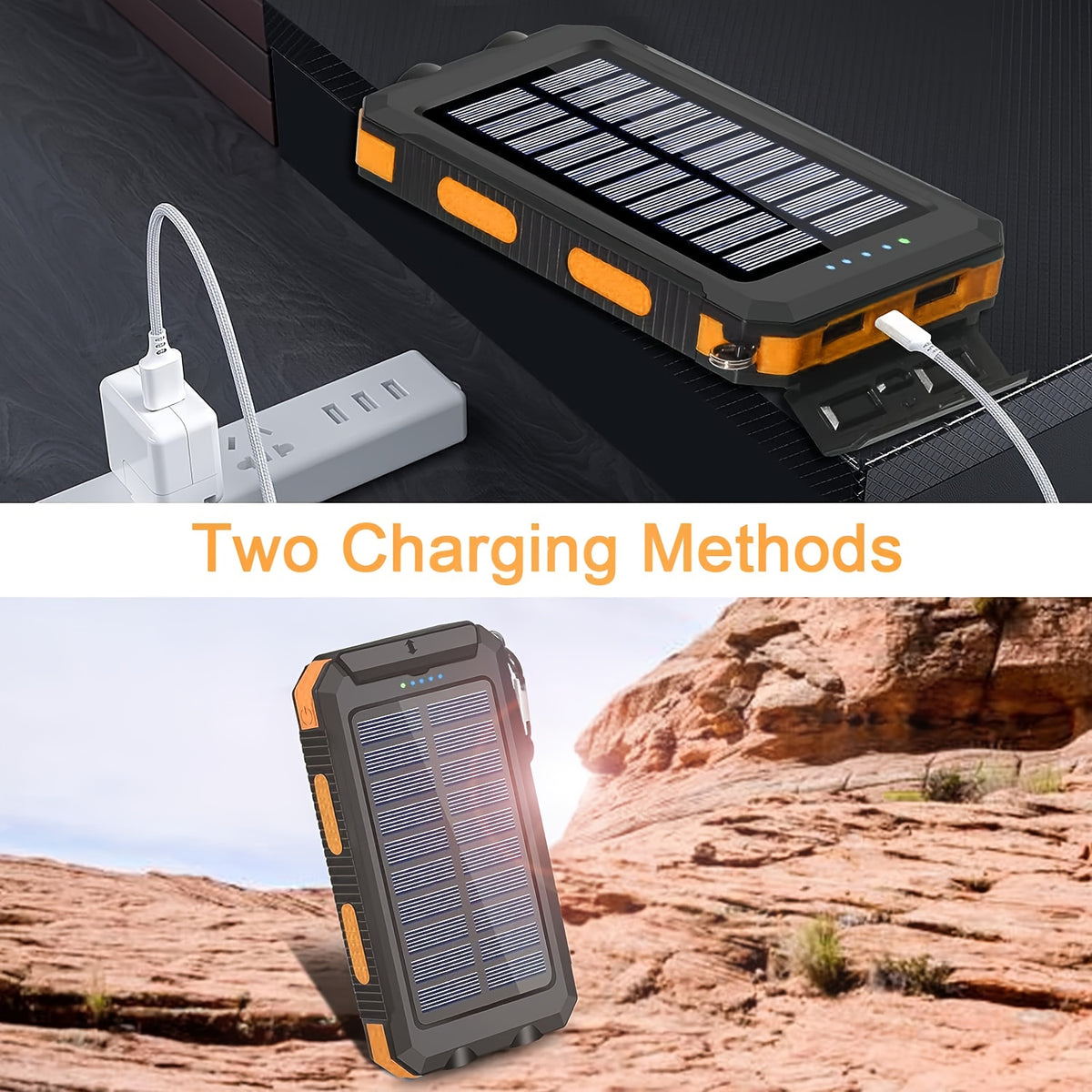 2pcs Solar Charger 20000Mah, 40000Mah, Portable Dual USB Output Solar Charging Panel, Fast Charging External Battery Pack, Built-In LED Flashlight Emergency - product image 10