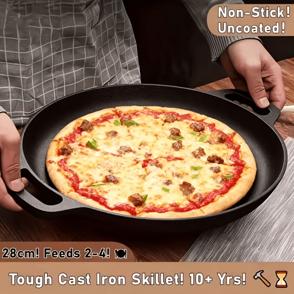 Cast Iron Skillet 11 Inch Pre-Seasoned Round Grill Pan with Dual Loop Handles – Even Heating for Oven, Stovetop, Campfire & Grill | Heavy-Duty Kitchen Cookware for Pizza, Steak & M - product image 2