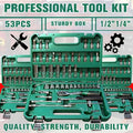 34pcs Impact Socket Set with 1/2" Drive Or 53pcs Tool Set Or 50pcs Impact Socket Set with 3/8" Drive, SAE (5/16" to 3/4") and Metric (8 to 22mm) Sizes, 6-point - product image 3