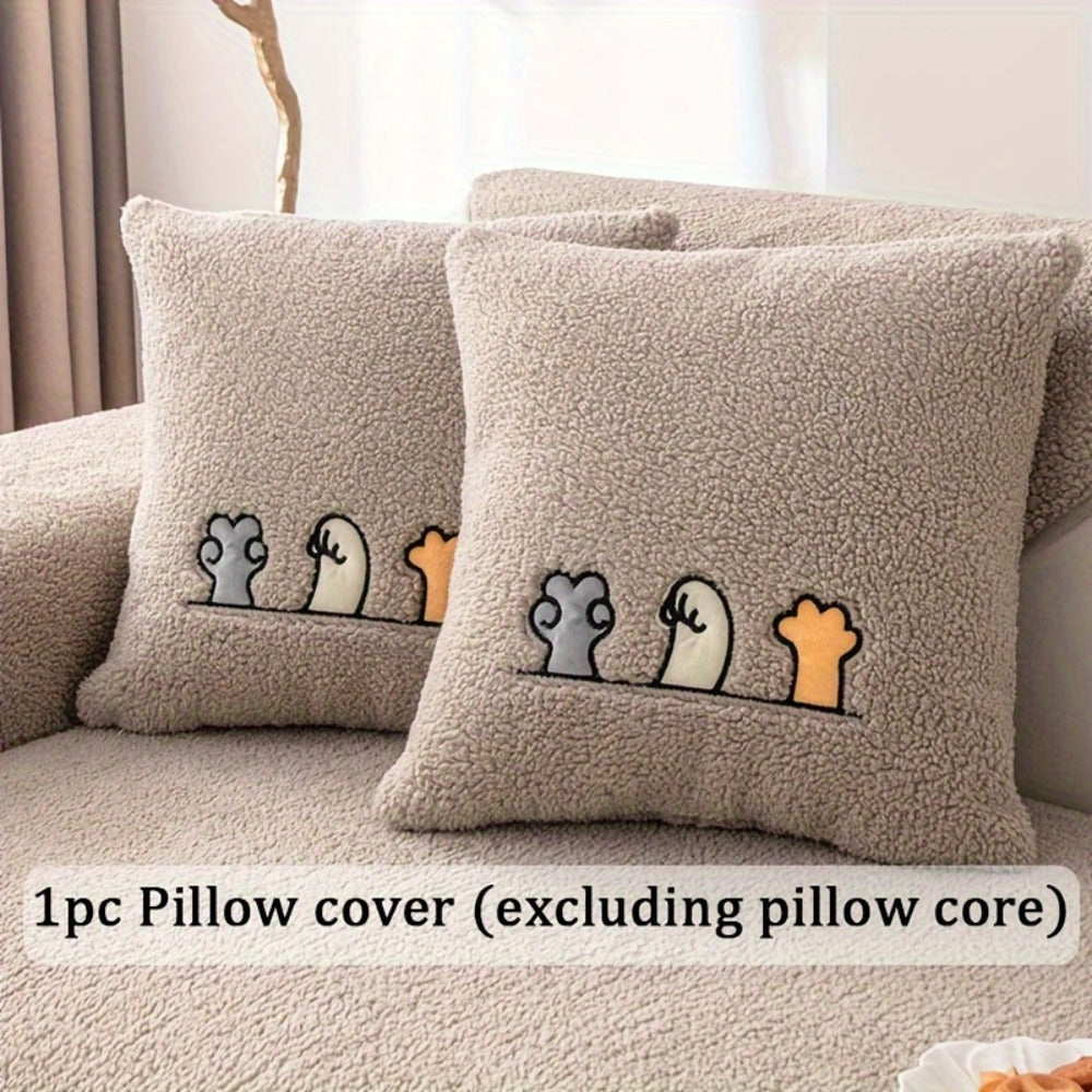 Plush Shearling Sofa Cover Non-Slip Pet-Friendly Couch Protector Animal Bone Embroidery Soft Warm for Living Room Bedroom Office 2 3 4 Seater - product image 26