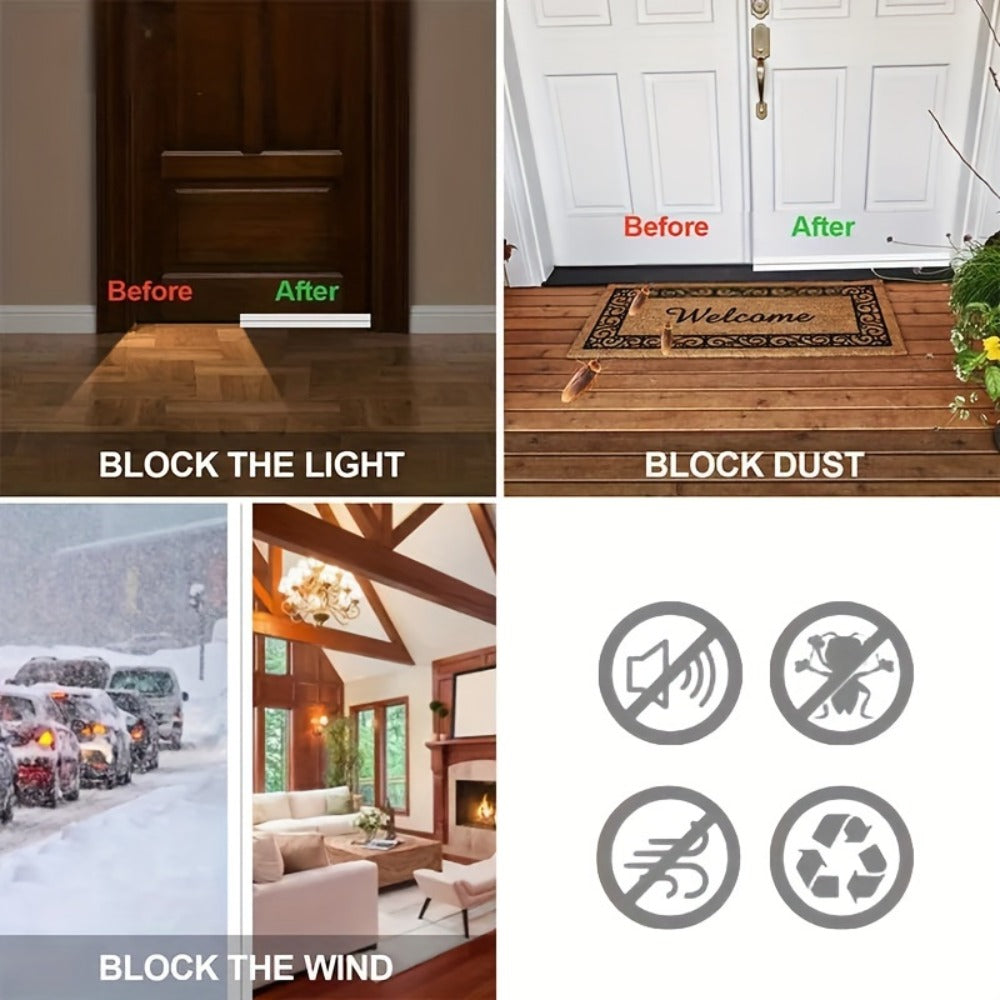 Door Draft Stopper 2pcs Silicone Weather Stripping 37" Under Door Seal Strip with Strong Adhesive – Noise Reduction, Energy Saving, Easy Install for Interior & Exterior Doors, Brow - product image 9