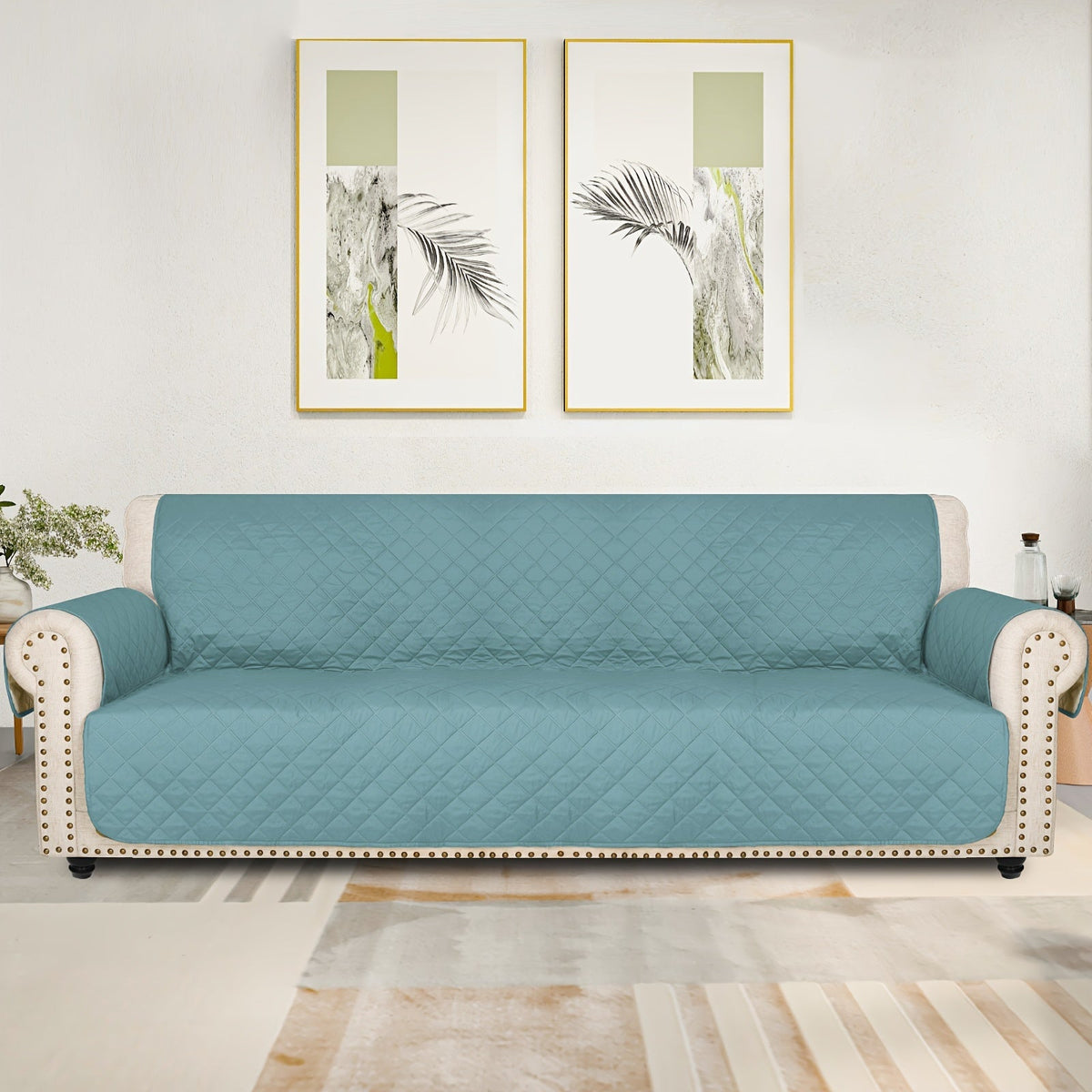 Sofa Slipcover 5-Layer Quilted Thick Sofa Cover Protector Elastic Strap Non-Slip Washable Pet Friendly Universal Fit 3 4 Seater Couch Cover for Living Room - 10 Colors - product image 32