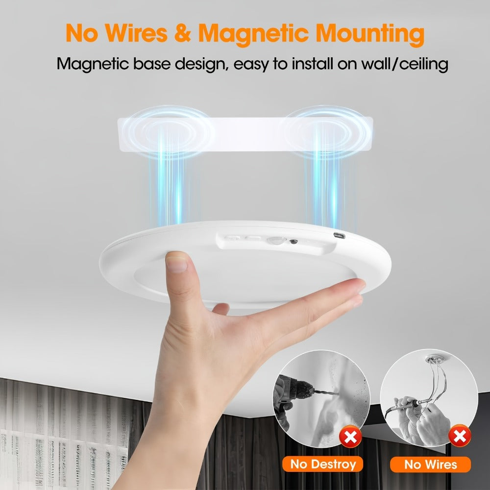 Rechargeable Ceiling Light No Wiring – Battery Operated LED Ceiling Light with Remote Control, Motion Sensor, Dimmable & Timer, Wireless Overhead Light for Bathroom Pantry Hallway  - product image 6