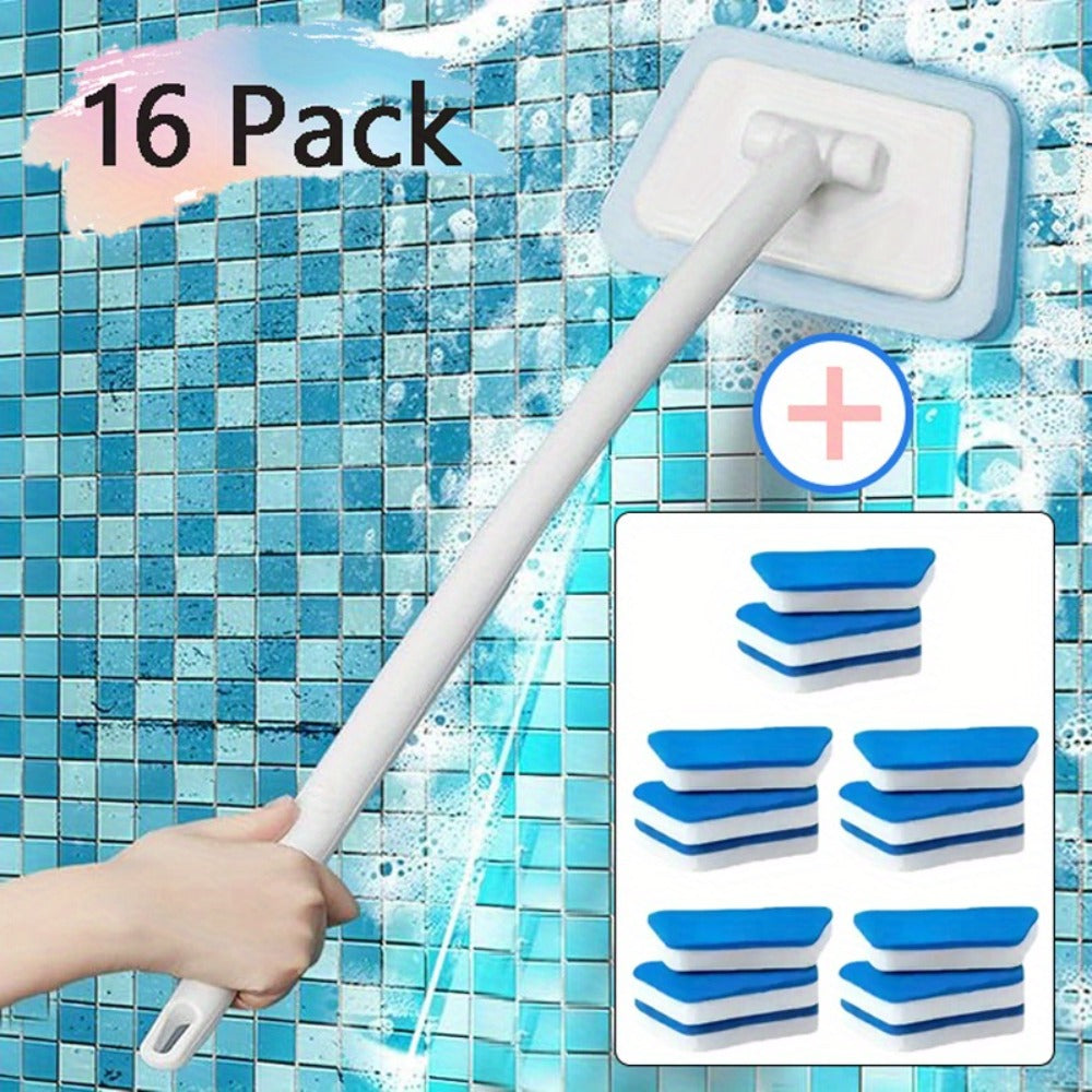 Shower Cleaning Brush Set Replaceable Heads – Bathtub Scrubber, Wall Tile Brush, Window Glass Cleaner & Floor Brush, Detachable Extendable Handle Bathroom Deep Cleaning Kit (7/11/1 - product image 3