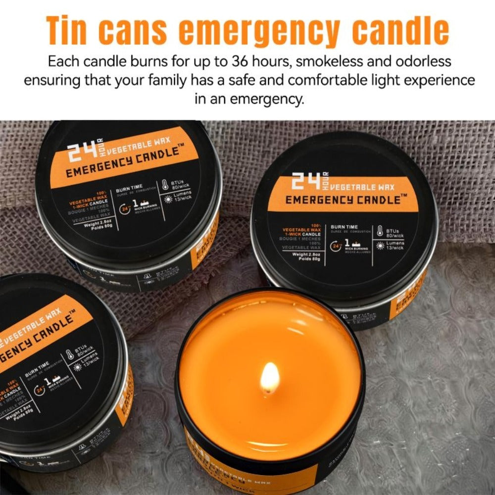 Emergency Soy Wax Candles 24-Hour Long Burning – 4 or 6 Pack Unscented Single-Wick Candles in Golden Tin for Power Outages, Survival, Camping, Hunting & Outdoor Activities | Bulk E - product image 2
