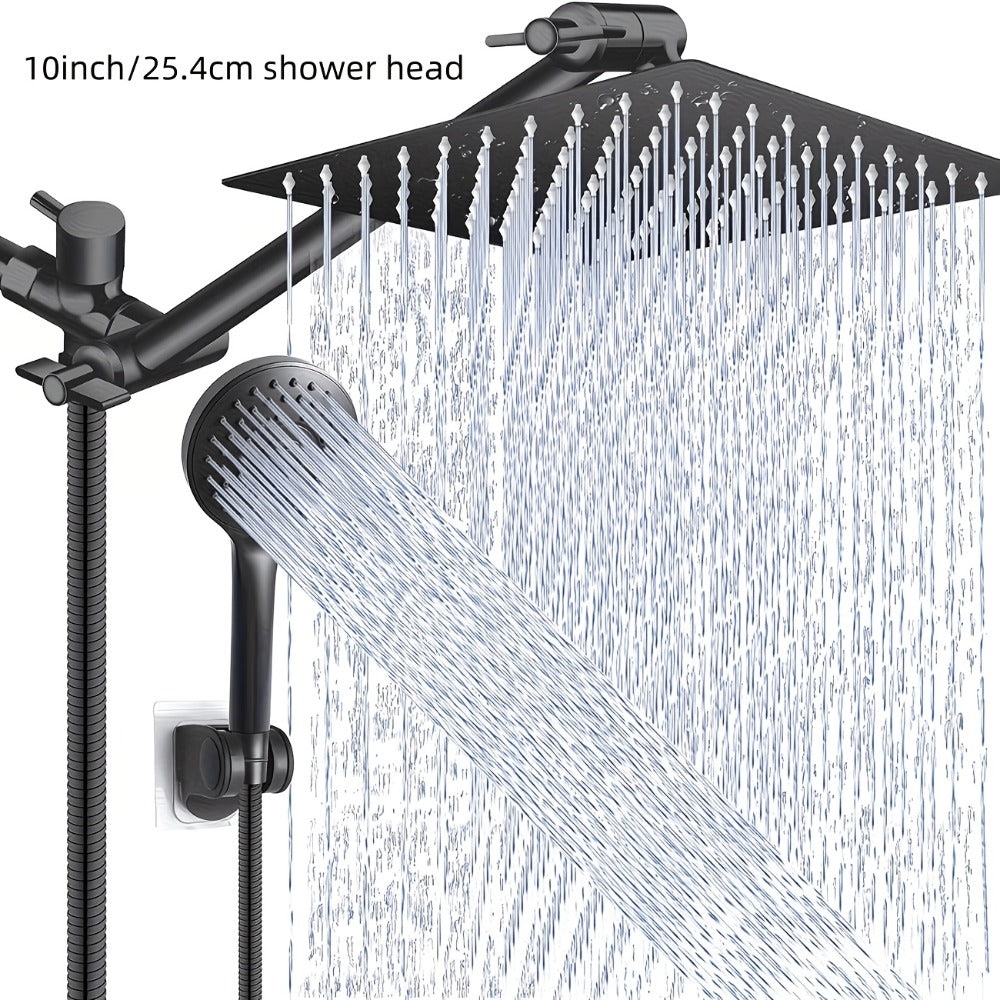 High Pressure Rainfall Shower Head Combo with Handheld Spray – 9 Spray Settings, 180° Adjustable Bracket, Stainless Steel Hose, Anti-Clog Nozzles, Modern Bathroom Shower System - product image 9