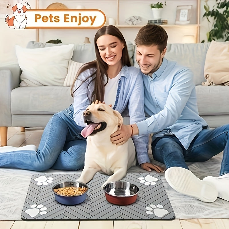 Anti-Slip Waterproof Quick-Dry Paw Print Dog & Cat Bowl Pad, Stain-Resistant with Bone Pattern, 3 Styles, 11.81x15.75 Inch – Pet Feeding Mat - product image 5