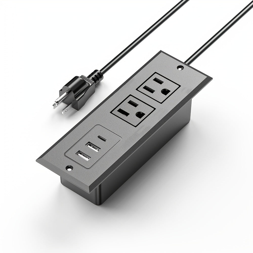 Recessed Power Strip Flush Mount Desk Outlet with USB-C & USB-A Ports In-Desk Power Grommet for Conference Room Office Table Furniture 1.5m Cord - product image 8