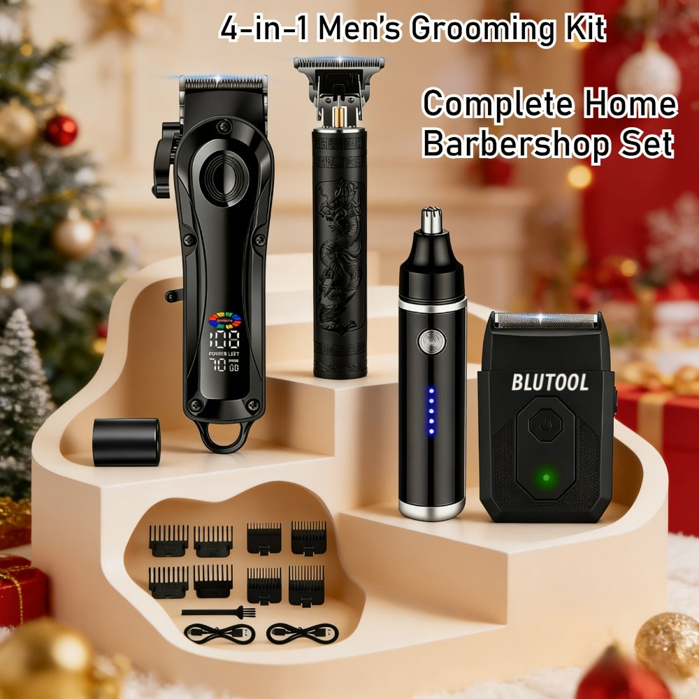 Hair Clipper & Trimmer Set 4-Piece for Men — Professional Barber Kit with Nose Trimmer, Detail Trimmer, Guide Comb, LED Display & USB Rechargeable, Home & Travel Grooming Gift - product image 11