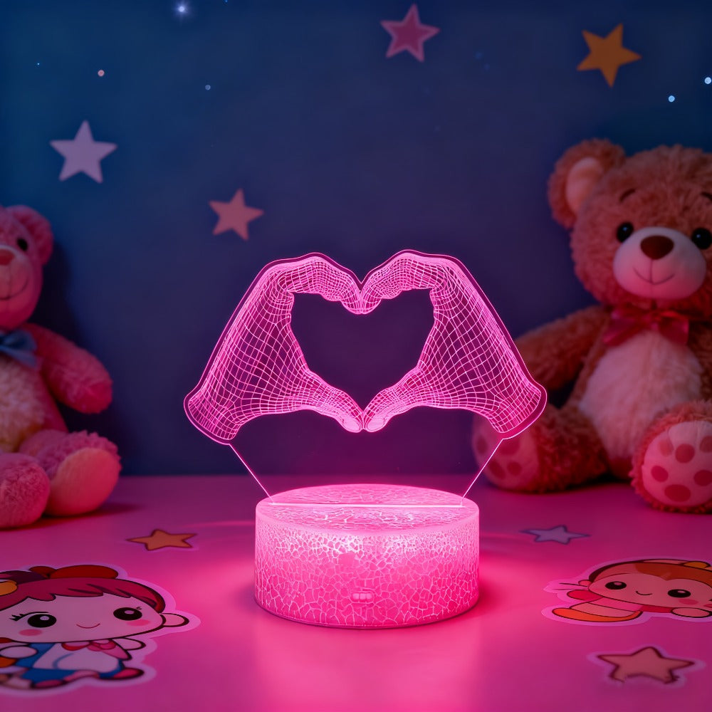 3D Heart Hands LED Night Light 16 Color Changing Optical Illusion Lamp Touch Remote Control Dimmable Bedside Table Lamp for Bedroom Valentine Gift Birthday Housewarming - product image 4