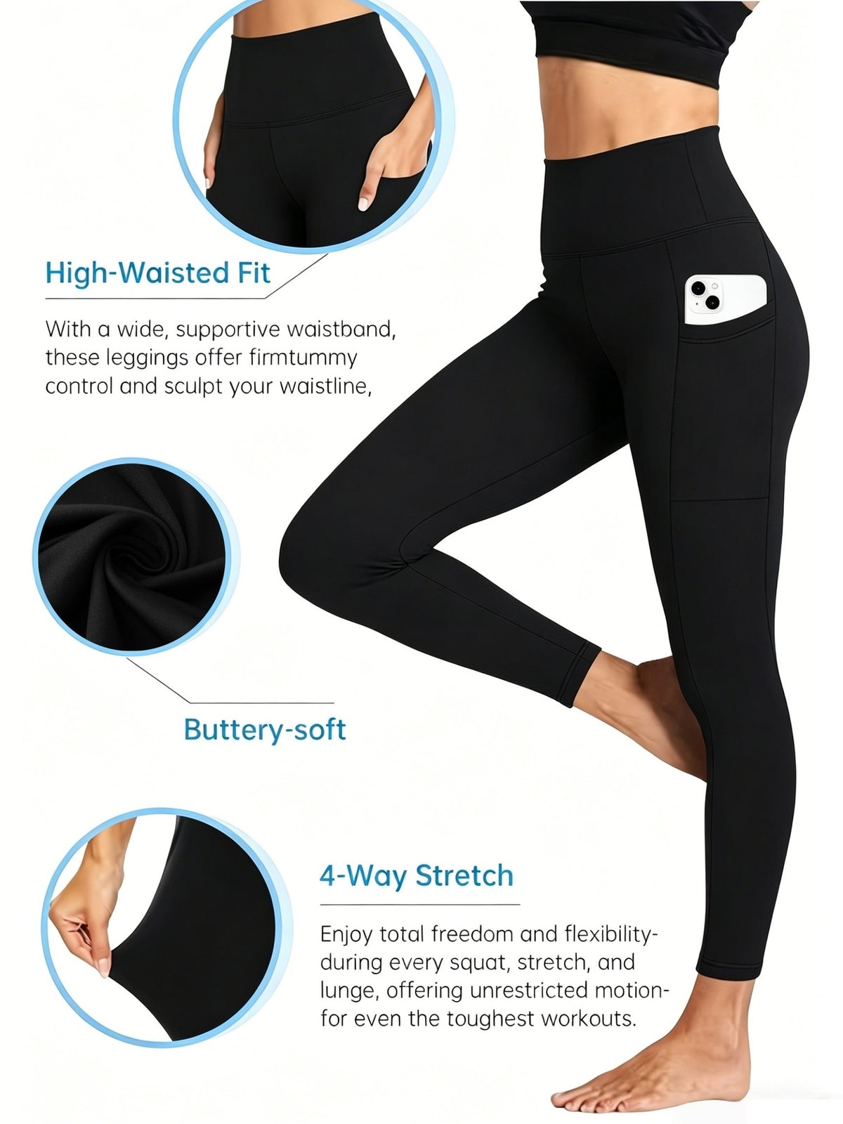 5pcs Women's Hip-lifting& Tummy Control Leggings, Quick-drying, Breathable, Highly Elastic and Soft, Suitable for Gym, Yoga, Pilates, Beach Wear - product image 15