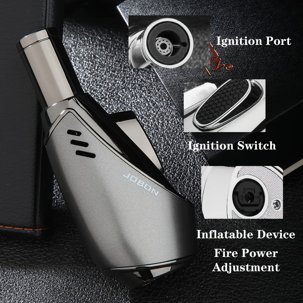 Torch Lighter Refillable Windproof Pocket Lighter with Punch Safety Lock High-Pressure Jet Flame Igniter for Cigar Candle Charcoal BBQ Cool Gift for Men Silver Gift Box - product image 2