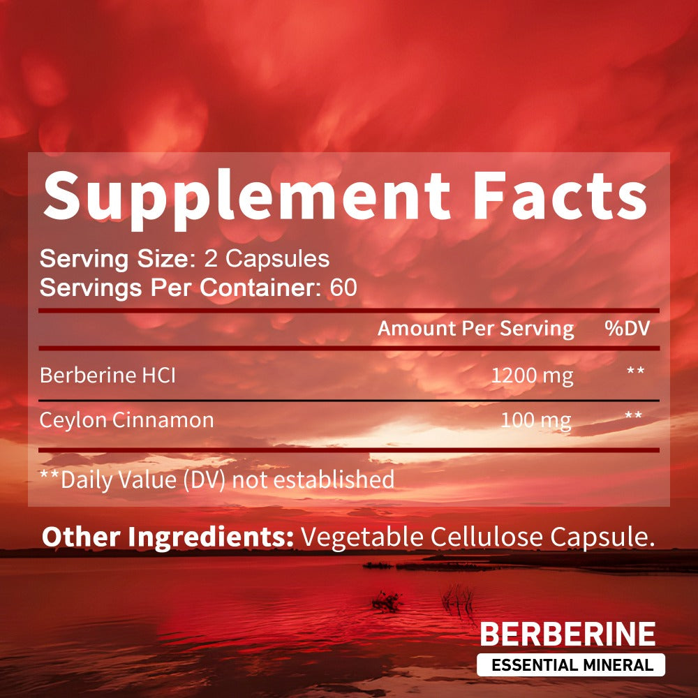 Berberine + Ceylon Cinnamon Supplement 120 Capsules – Support Healthy Cholesterol, Blood Sugar & Heart Health | Berberine HCl Dietary Supplement for Women & Men - product image 2