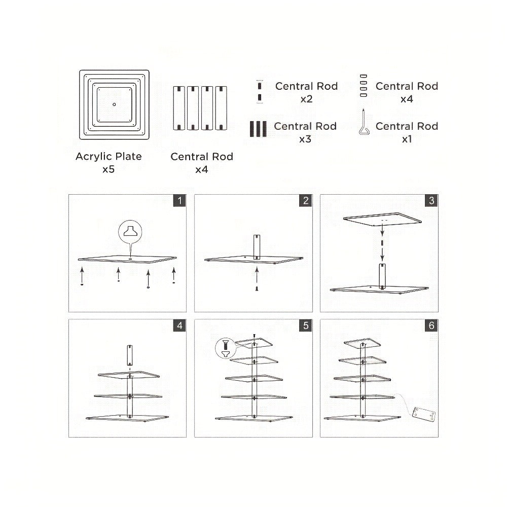 5-Tier Acrylic Cupcake Stand with LED String Lights – Square Dessert Display Tower for 60 Cupcakes Birthday Wedding Baby Shower Tea Party Elegant Transparent Cake Display Rack Easy - product image 8