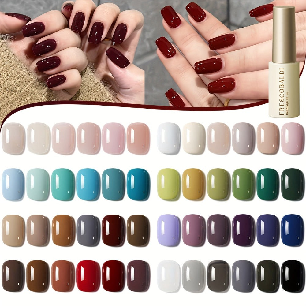 Solid Color Gel Nail Polish Set 6pcs Self-Leveling Soak-Off UV LED High Gloss Chip-Resistant – Popular Salon Shades for Daily Manicure, 8 Color Palettes Available, Nail Art Gift fo - product image
