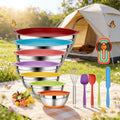 Stainless Steel Mixing Bowls Set with Airtight Lids 7 Piece | Dishwasher Safe Kitchen Bowls for Cooking Baking Camping Travel | Stackable Nesting Bowls with Measuring Spoons Whisk Spatula Tongs Basting Brush