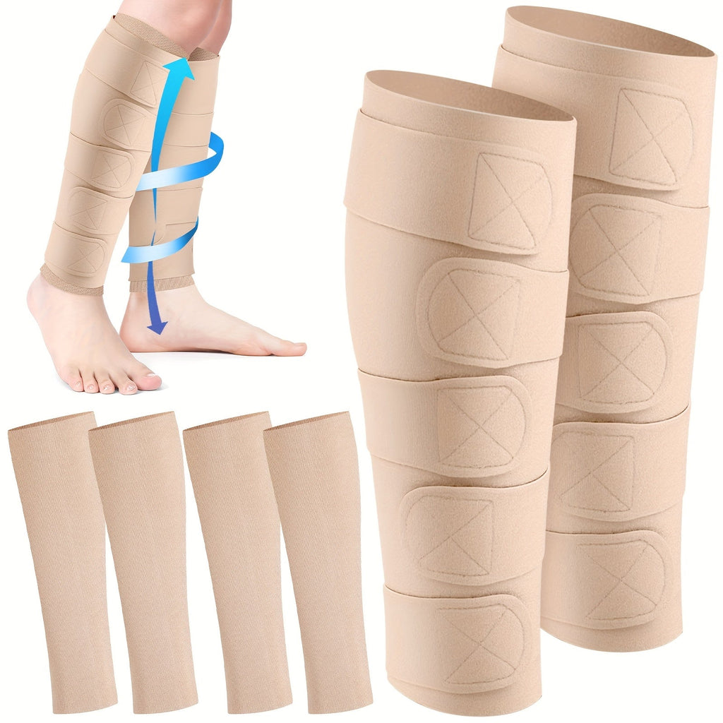 Compression Leg Wraps 3 Pairs – Adjustable Lower Leg Wrap for Lymphedema, Shin Splints & Calf Support, Breathable Non-Slip Compression Bandage for Men Women - product image