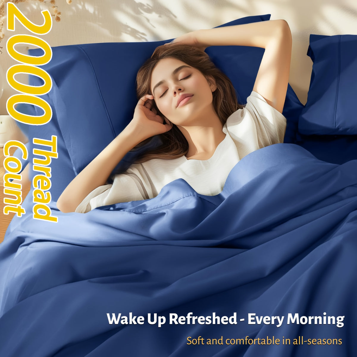 Extra Deep Pocket Bamboo Sheets - 6 pcs Breathable & Cooling Bamboo Bed Sheet Set, Hotel Luxury Fitted Sheet Set, Soft Wrinkle-Free for Extra Deep Mattresses - product image 4