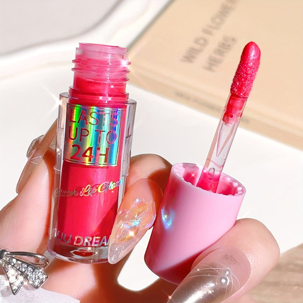 24H Waterproof Glitter Lip Gloss & Lip Stain Set 3PCS – Moisturizing Lip Oil Formula, Long-Lasting Smudge-Proof Glitter Shine in Berry Coral Pink Red Shades for Women All Skin Tone - product image 12