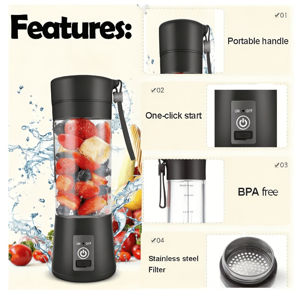 Mini Blender USB Rechargeable 380ml - 6-Blade 22000RPM High-Speed Portable Blender Cup, 304 Stainless Steel, Self-Cleaning, for Smoothies, Shakes & Protein Drinks, Home, Office & T - product image 2
