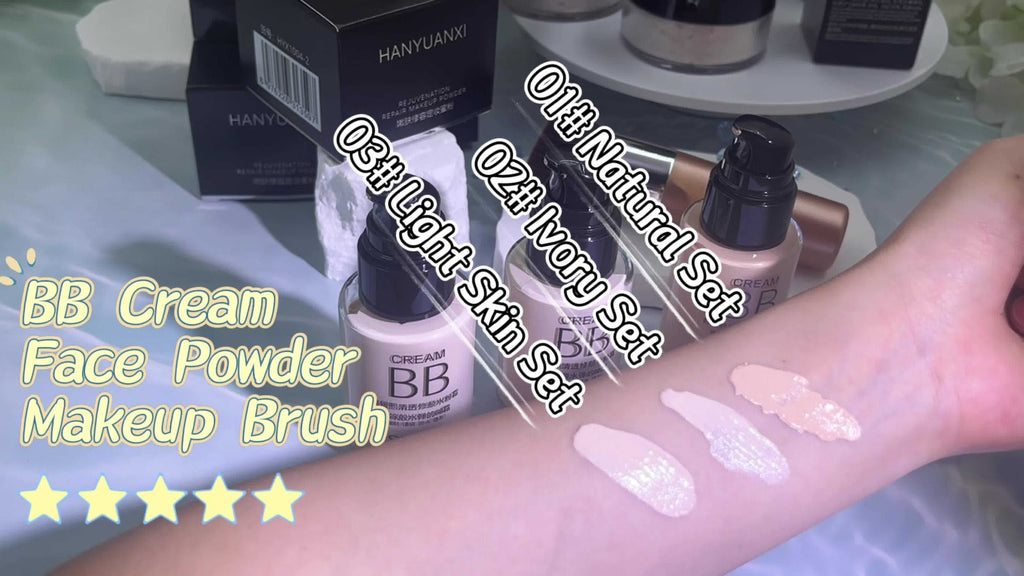 BB Cream Makeup Kit with Loose Setting Powder Brush & Sponge — Full Coverage Waterproof Long-Lasting Hydrating Foundation Set for All Skin Types, Women Beauty Gift - product image 14