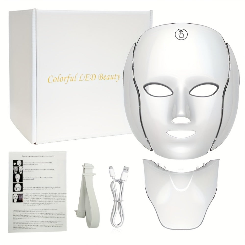 7-Color LED Light Therapy Facial Mask Device – Skincare Beauty Tool for Face & Neck, USB Rechargeable, Anti-Aging Red Light, Acne Blue Light, Skin Rejuvenation Gift - product image 14