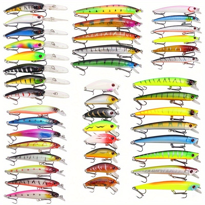 Plastic Crankbait Hard Baits for Freshwater & Saltwater Angling – Minnow Fishing Lures Set 43pcs - product image 2