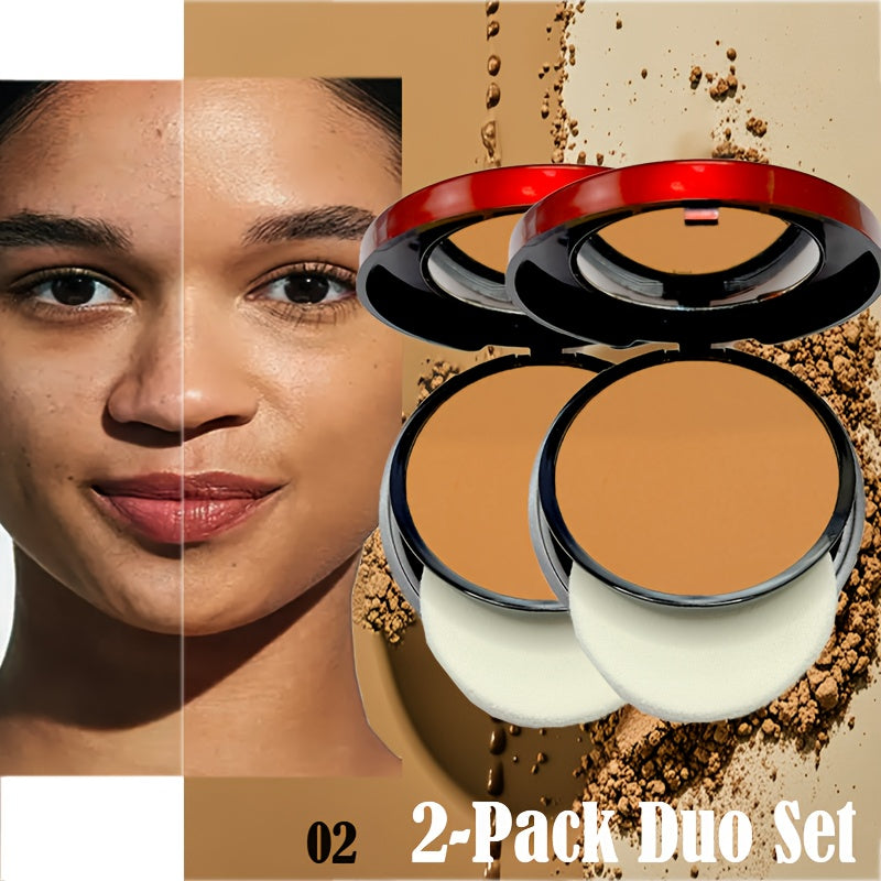 Pressed Powder Foundation Contour Matte Ful1l Coverage Oil Control Waterproof | 6 Shades Light to Dark | Blending Puff Included | 1-Pack & 2-Pack Duo Set Available - product image 34