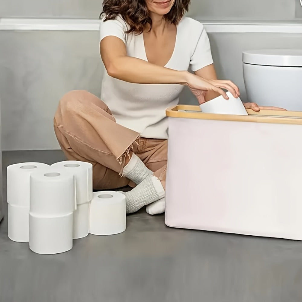 Bamboo Toilet Paper Holder Freestanding Bathroom Storage Organizer Holds 12 Rolls Tissue Roll Dispenser Modern Slim Design for Bathroom Bedroom Laundry Room Tissue Accessories Stor - product image 5