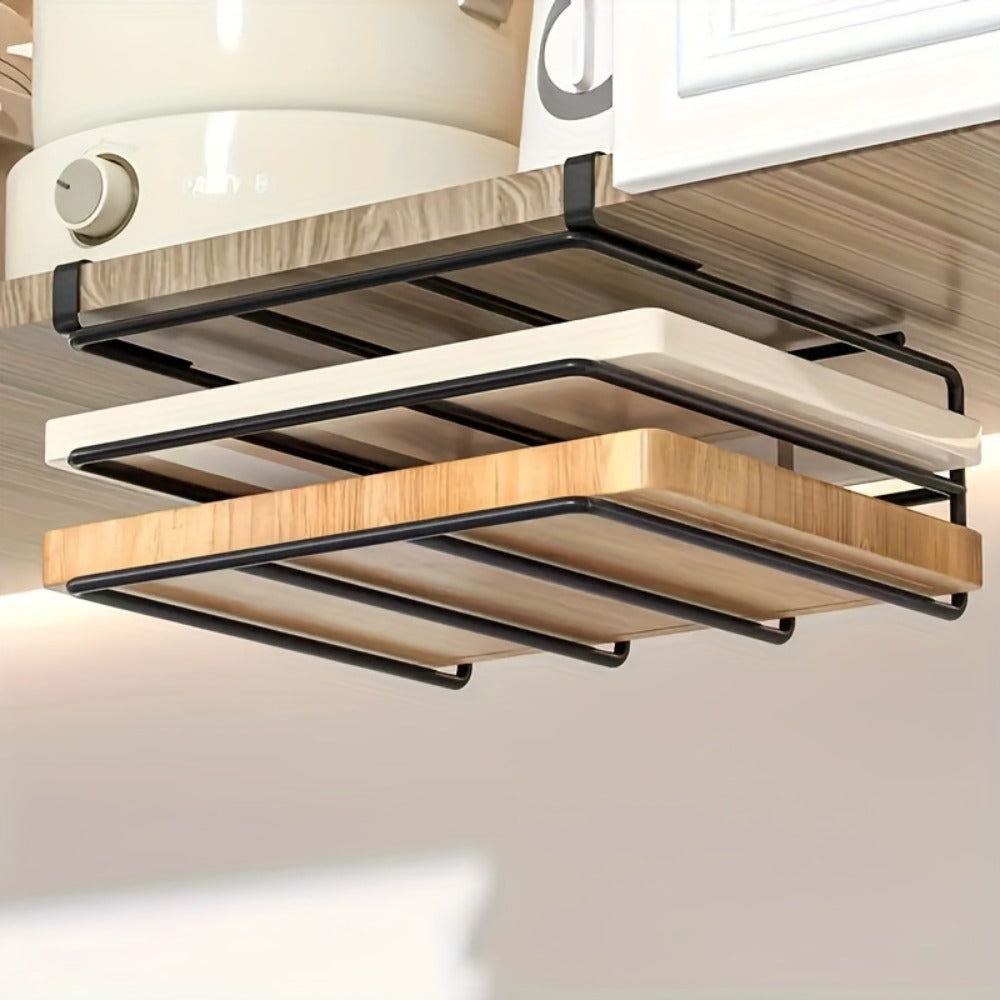 Kitchen Hook Rack for Cutting Boards Lids & Cabinet Door – Heavy Duty Carbon Steel Wall Mounted Organizer for Kitchen Tools & Bathroom Supplies, Rust-Resistant Black - product image 2