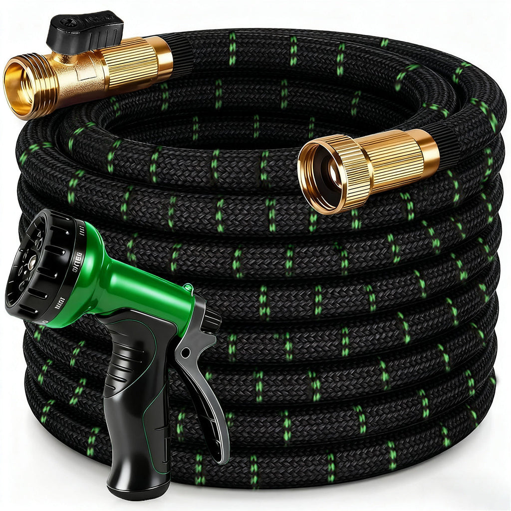 Heavy-Duty Rubber Garden Hose with 9-Function Nozzle | Non-Expandable, Kink-Resistant – 25/50/75/100FT - product image 6