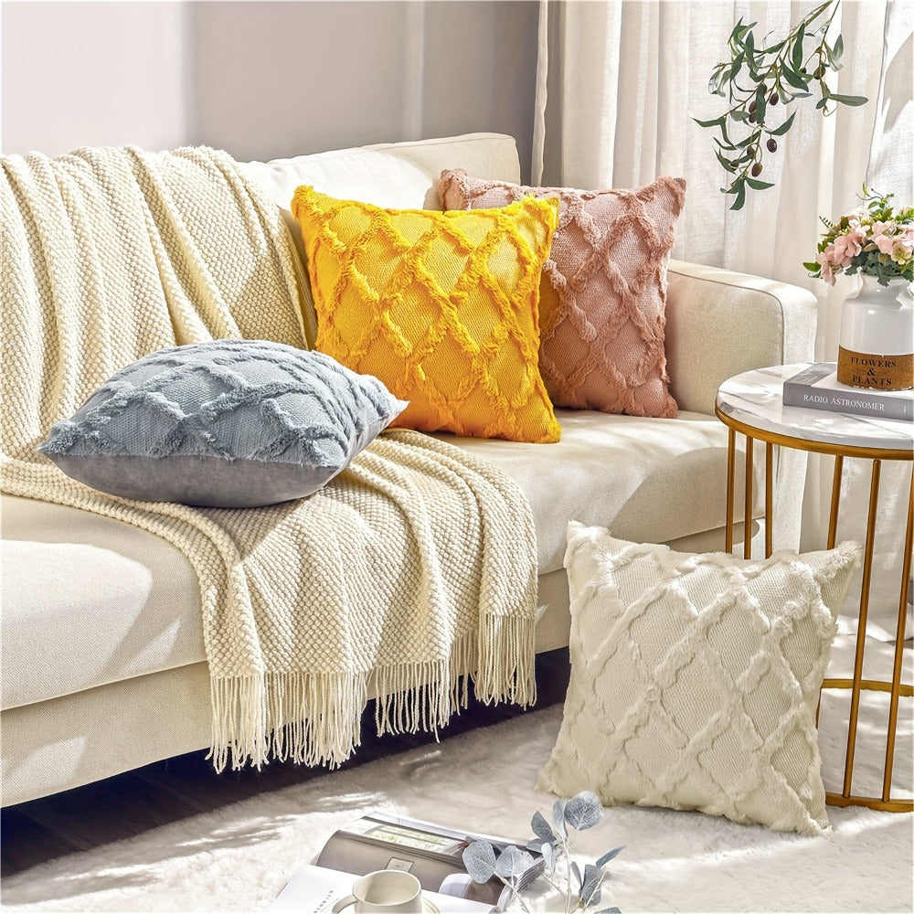 Decorative Pillow Covers 18x18 Set of 4 Boho Soft Plush Faux Wool Throw Pillow Cases with Zipper for Sofa Couch Bedroom Living Room - Luxury Cushion Covers - product image 6