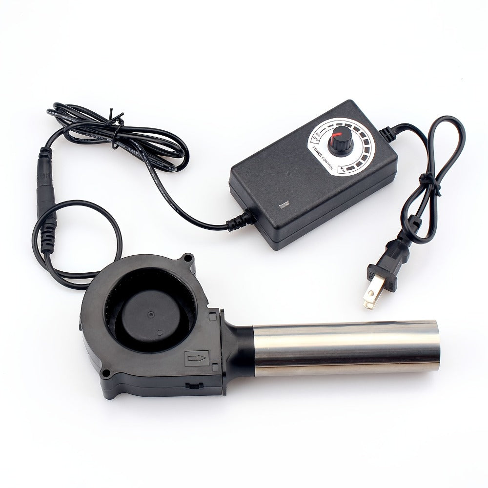 Turbo Blower Set with Adjustable Air Outlet - BBQ Barbecue Stove Firewood Stove Fan, DIY Cooling Ventilation Exhaust Tool Kit with Control Box & Stainless Steel Long Tube - product image 5