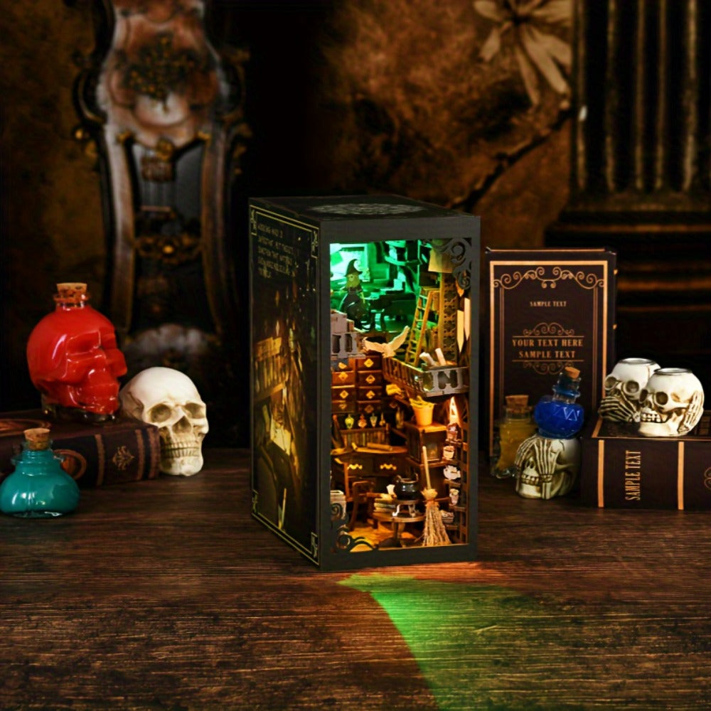 DIY 3D Wooden Vintage Alley Bookshelf Insert with LED Light, Miniature Scene Craft for Adults & Teens, Unique Bookend Home Decor, Birthday Christmas - product image 5