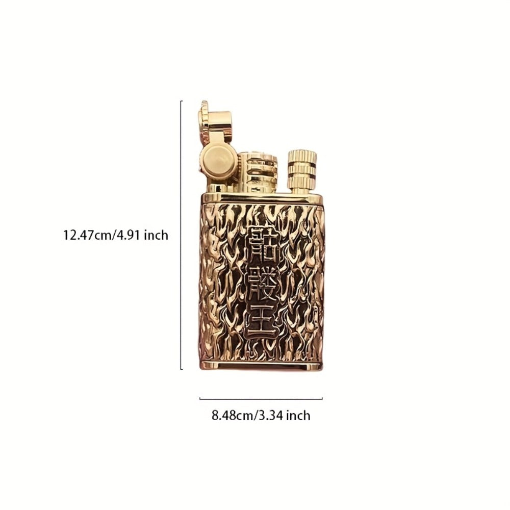 Kerosene Lighter 2-in-1 Permanent Match Flint Wheel Refillable – Golden Windproof Pocket Lighter with Built-In Match Strike, Unique Gift for Men, Father’s Day & Outdoor Use - product image 3