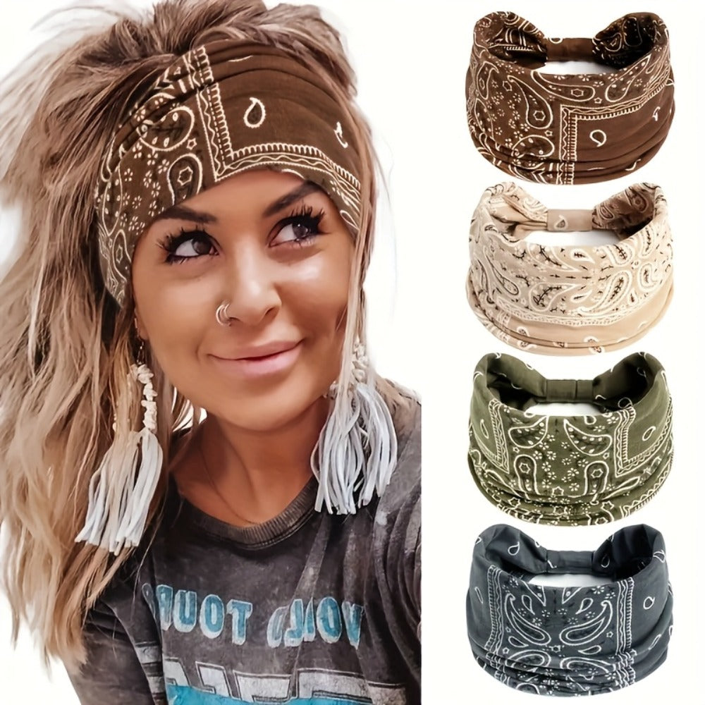 Floral Turban Headbands for Women 8 Pack Non-Slip Elastic Boho Knotted Wide Hair Wrap for Sports Yoga Running Workout Sweatband Moisture Wicking Fashion Hair Accessories Gift Set - product image 14