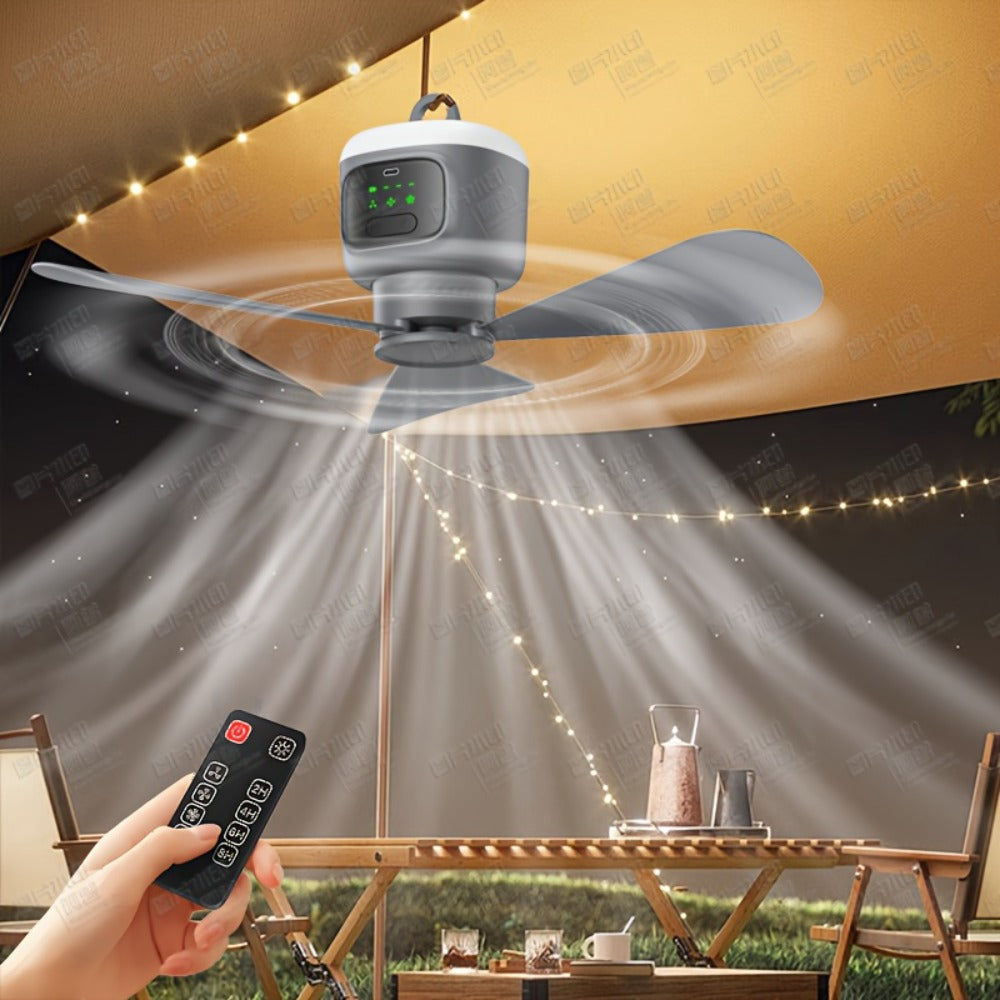 Remote Control Camping Fan 12000mAh Battery Portable Outdoor Fan with LED Light 4-Speed Settings 8-Hour Timer 30-Hour Runtime Rechargeable Tent Fan - product image