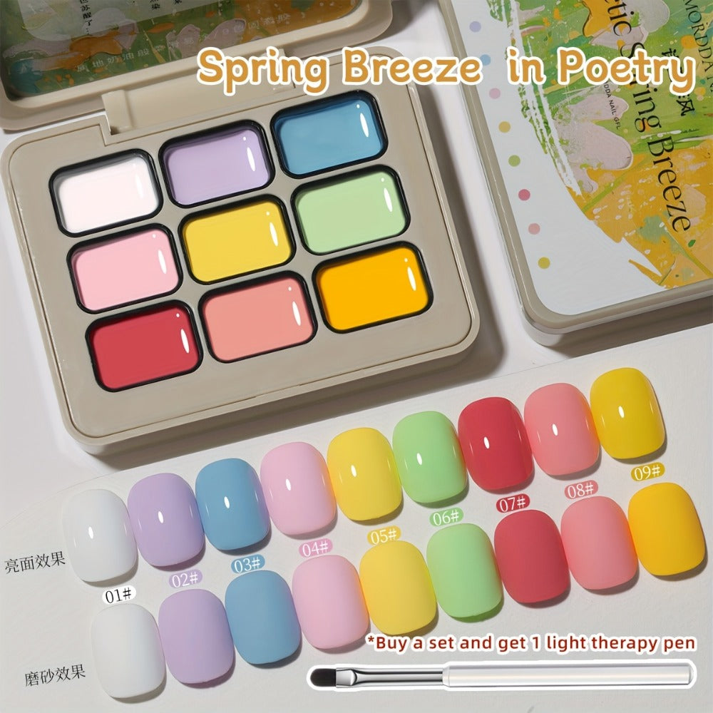 Gel Nail Polish Set 9 Colors with LED Lamp Pen MORDDA Spring Breeze - High Saturation Creamy Alcohol-Free Soak Off UV LED Long Lasting Shimmer Finish Salon & Home DIY Manicure Holi - product image 10