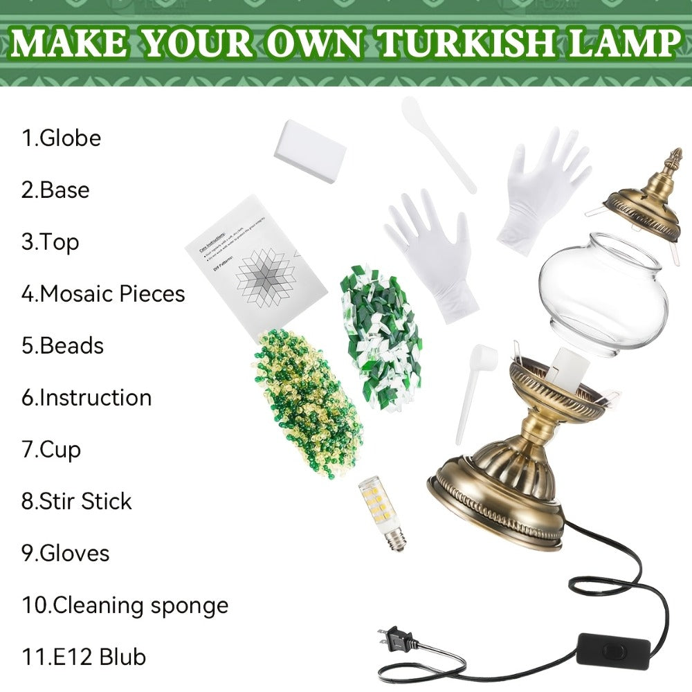 Moroccan Table Lamp Handmade DIY Turkish Lamp Dimmable Glass Metal Brass Bohemian Bedside Night Light with Remote for Bedroom Living Room Office Vintage Boho Home Decor Gift Multip - product image 10