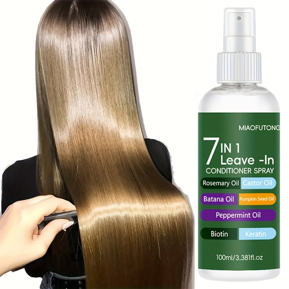 Leave-In Conditioning Spray 7-in-1 Argan Oil Rosemary Biotin Keratin Collagen - Heat Protectant Anti Frizz Treatment for Dry Damaged Thinning Hair Women Men All Hair Types 100ml - product image 3