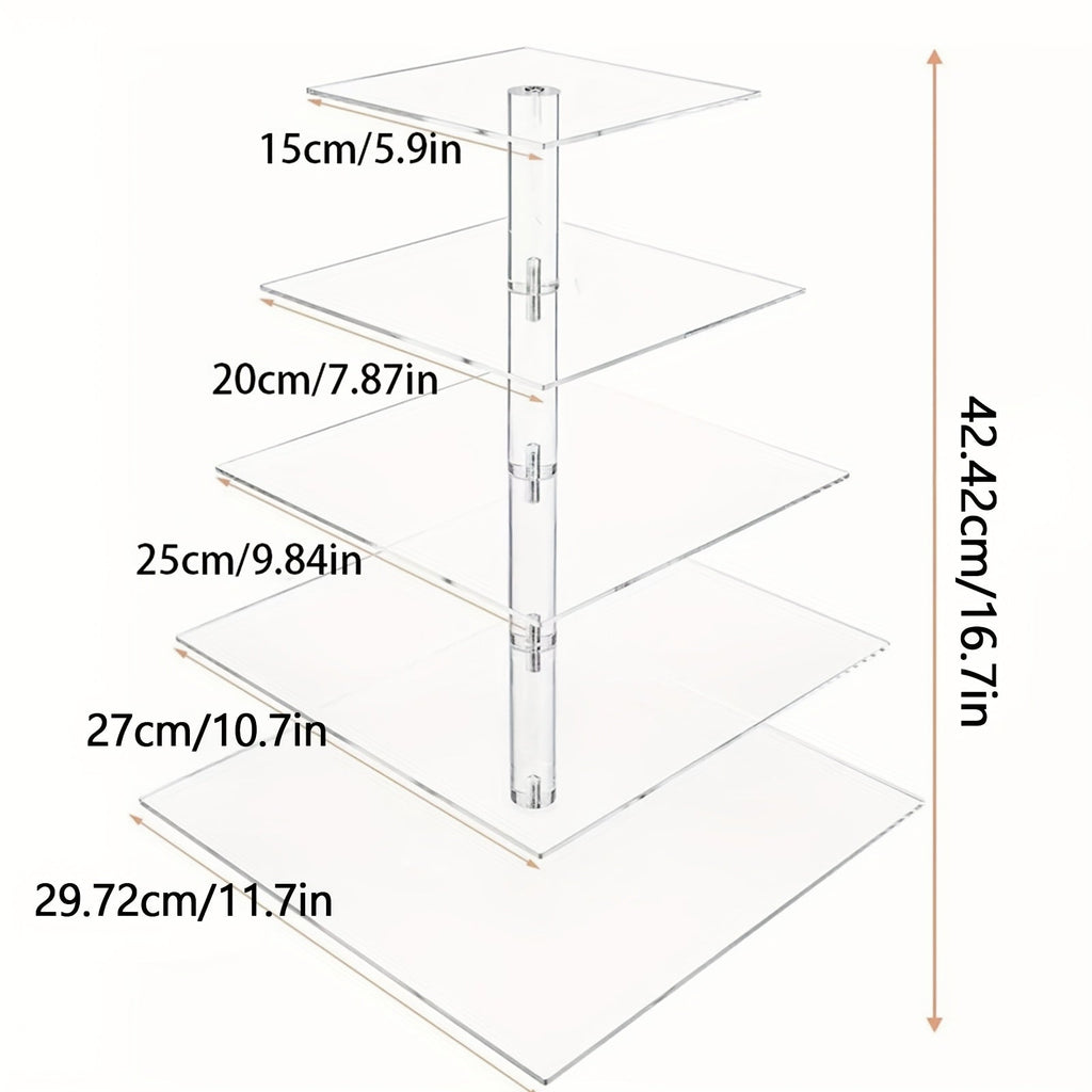 5-Tier Acrylic Cupcake Stand with LED String Lights – Square Dessert Display Tower for 60 Cupcakes Birthday Wedding Baby Shower Tea Party Elegant Transparent Cake Display Rack Easy - product image 13