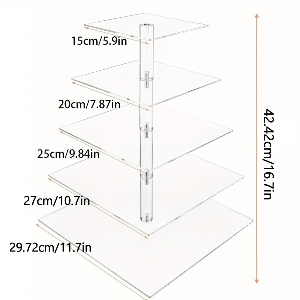5-Tier Acrylic Cupcake Stand with LED String Lights – Square Dessert Display Tower for 60 Cupcakes Birthday Wedding Baby Shower Tea Party Elegant Transparent Cake Display Rack Easy - product image 13