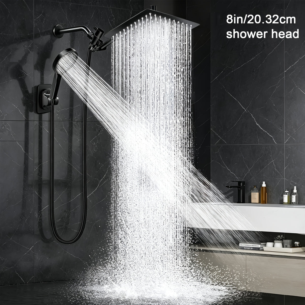 Shower Head, High Pressure Rainfall/Handheld Shower Combo With Extension Arm, 9 Settings, Anti-leak Shower Head With Holder, Height/Angle Adjustable, Chrome - product image 16