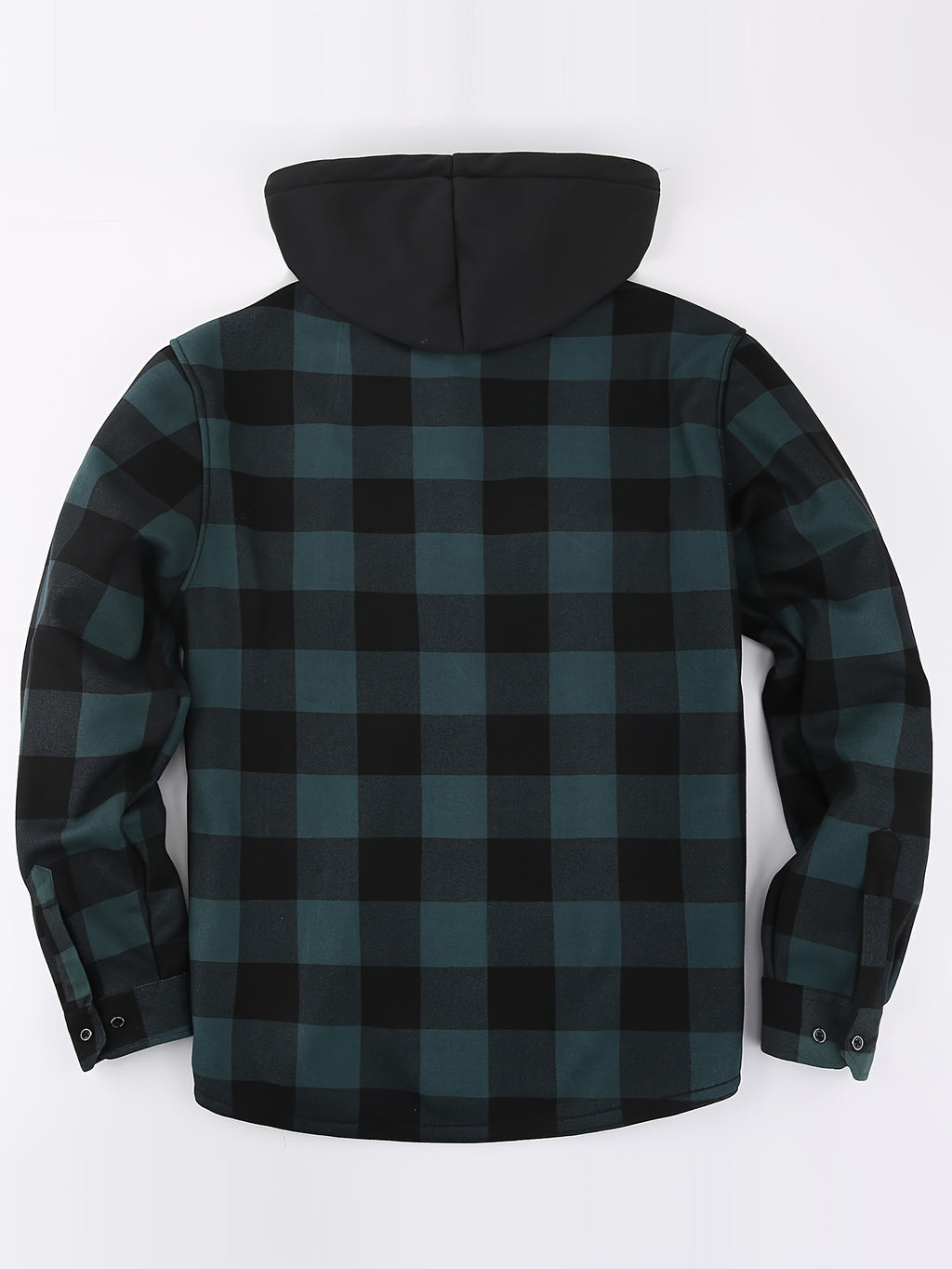 Men's Plaid Hoodie - Casual Long Sleeve Polyester 100% with Button Detail, Regular Fit, Slight Stretch, Woven Placket - Autumn and Winter Warm Leisure Sports - product image 5