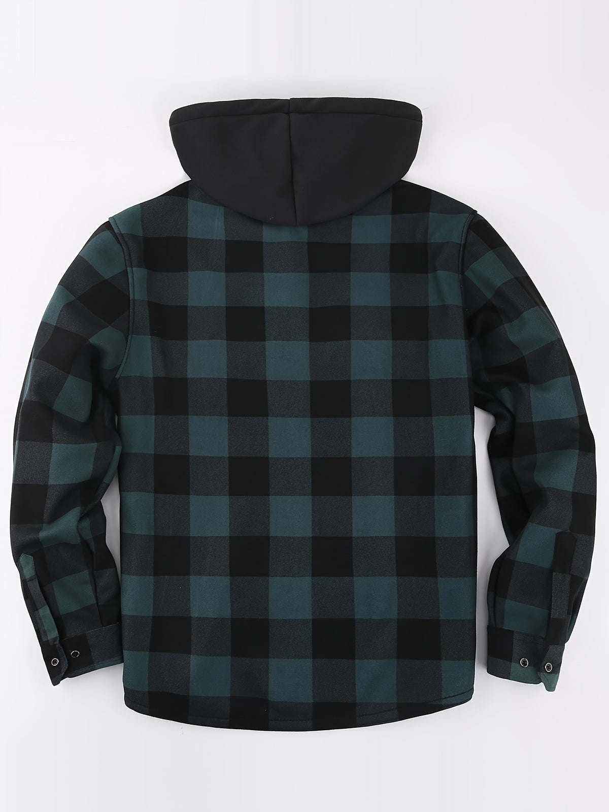 Men's Plaid Hoodie - Casual Long Sleeve Polyester 100% with Button Detail, Regular Fit, Slight Stretch, Woven Placket - Autumn and Winter Warm Leisure Sports - product image 5